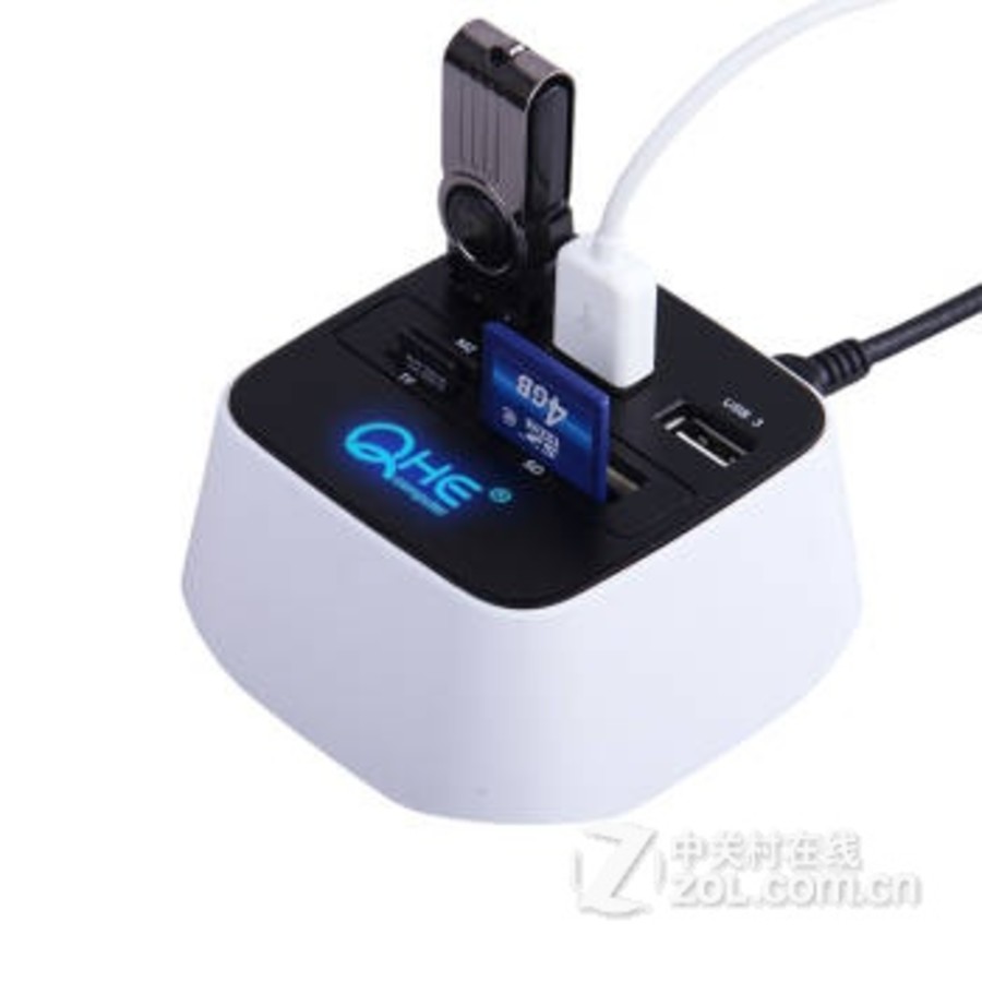 七河(QHE)USB分线器多功能HUB读卡器高速hub扩展转换器HUB读卡器多功能合一